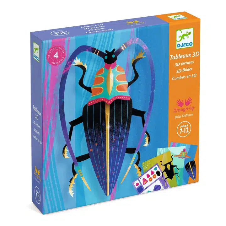 Front view of the 3D Paper Bugs set in the box.