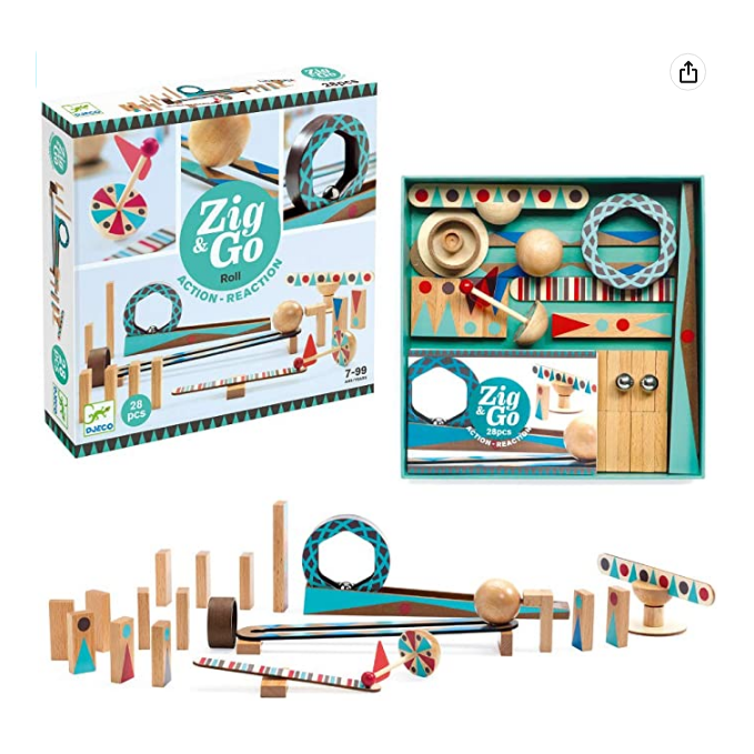 Zig &amp; Go - Curve - Game of Chain Reactions - 28 piece-Building &amp; Construction-Djeco-Yellow Springs Toy Company