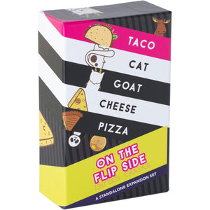 Front view of Taco Cat Goat Cheese Pizza Expansion Pack in its box.