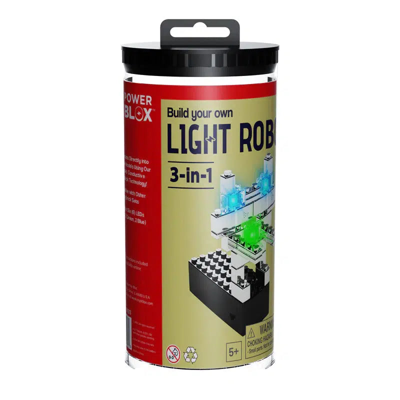 Front view of BYO Light Robot 3 - in - 1 in its tube packaging.