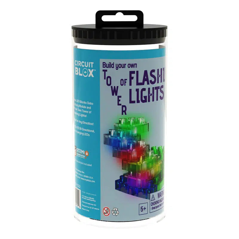 Front view of BYO ECO Tower of Flashing Lights in its tube packaging.