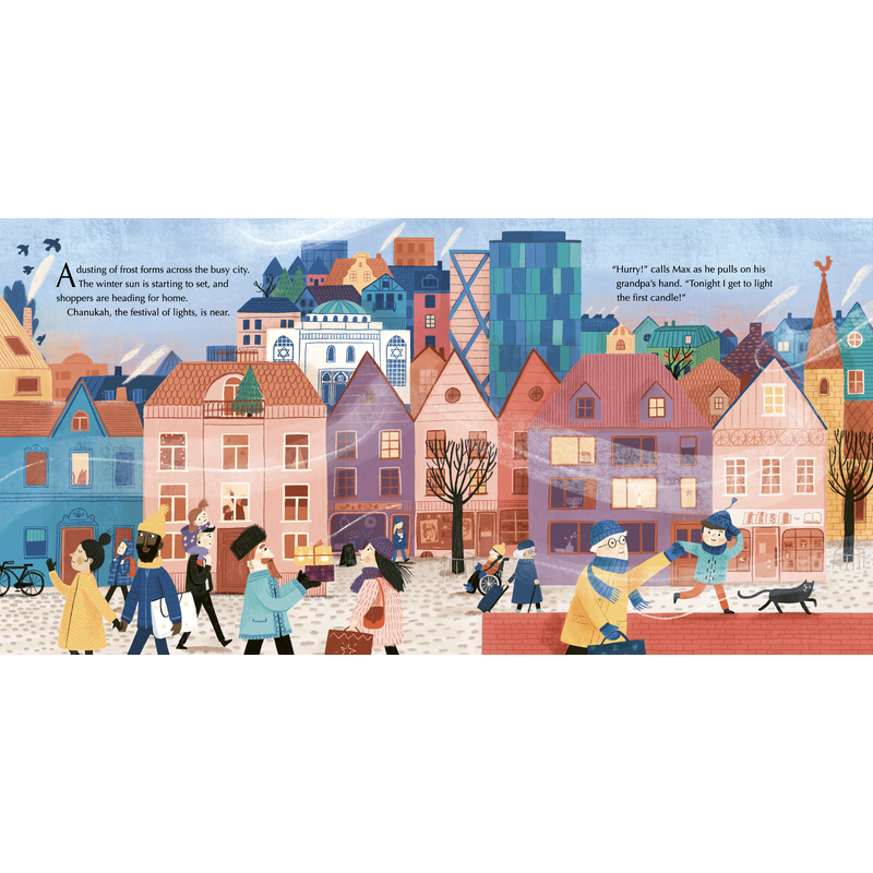 Front view of the cover to "Eight Nights, Eight Lights" by Natalie Barnes.