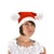 Front view of a woman wearing Santa Knit Hat.