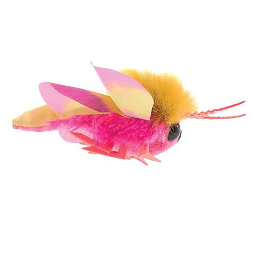 Side view of the Mini Moth Rosy Maple-Finger Puppet. 