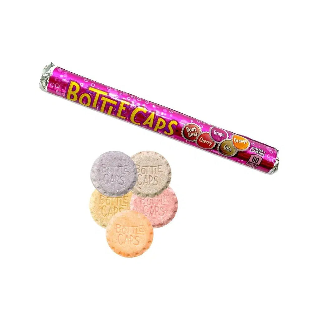 Front view of the Bottlecaps Candy Roll in its packaging.