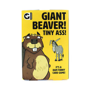Front view of the Giant Beaver! Tiny Ass! game in its box.