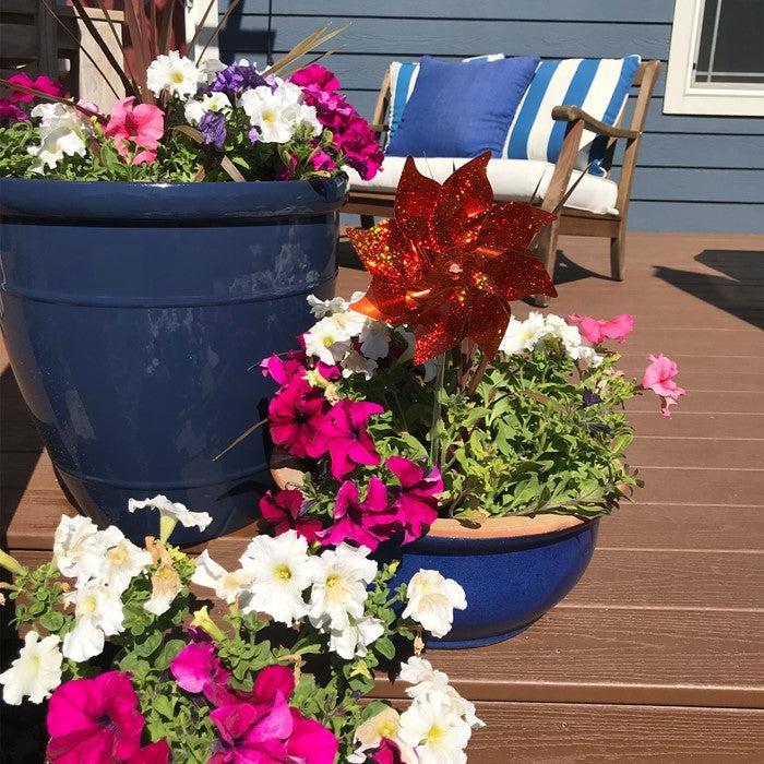 Front view of the Orange Mylar Pinwheel.