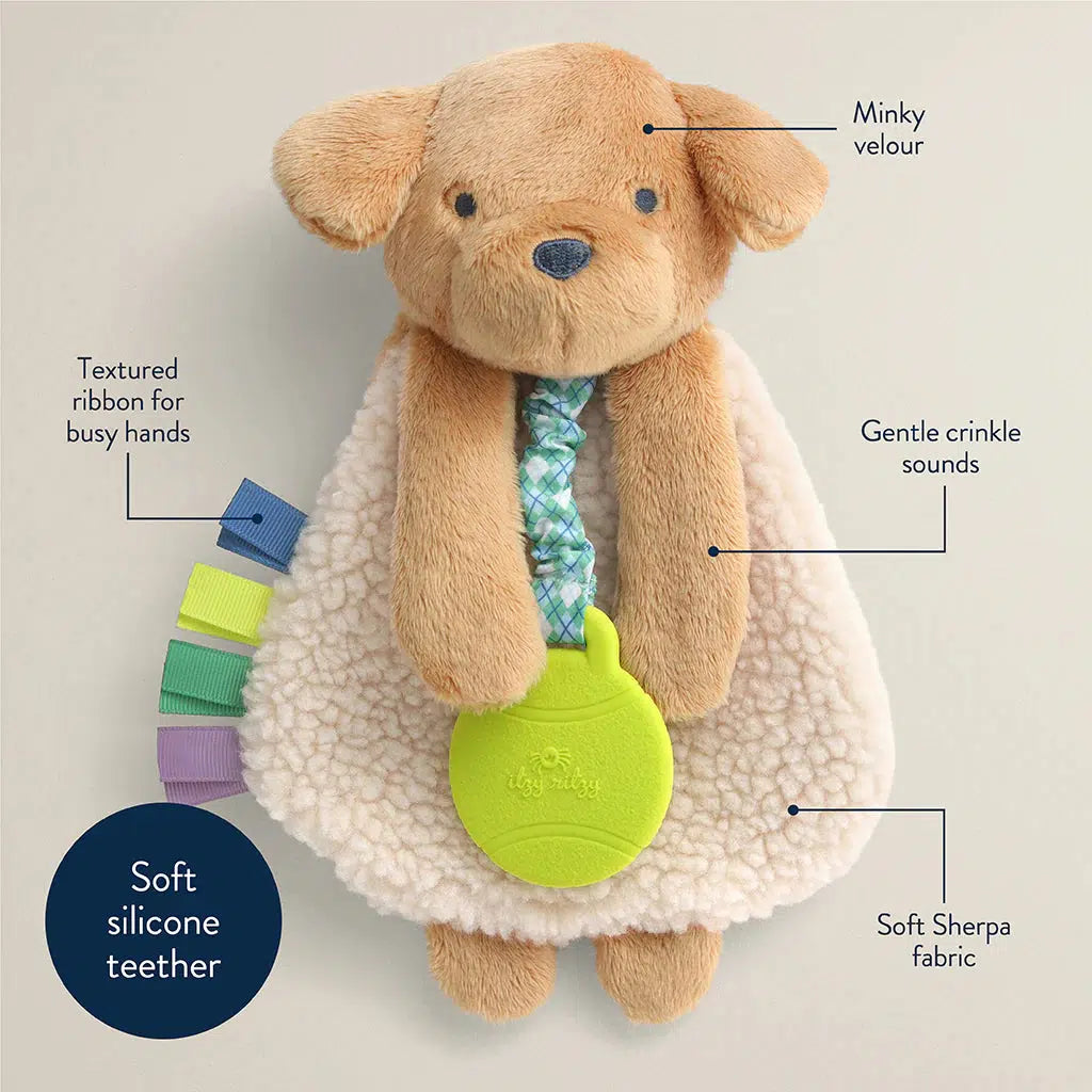 Lovey Plush + Teether Toy - Puppy-Infant &amp; Toddler-Itzy Ritzy-Yellow Springs Toy Company