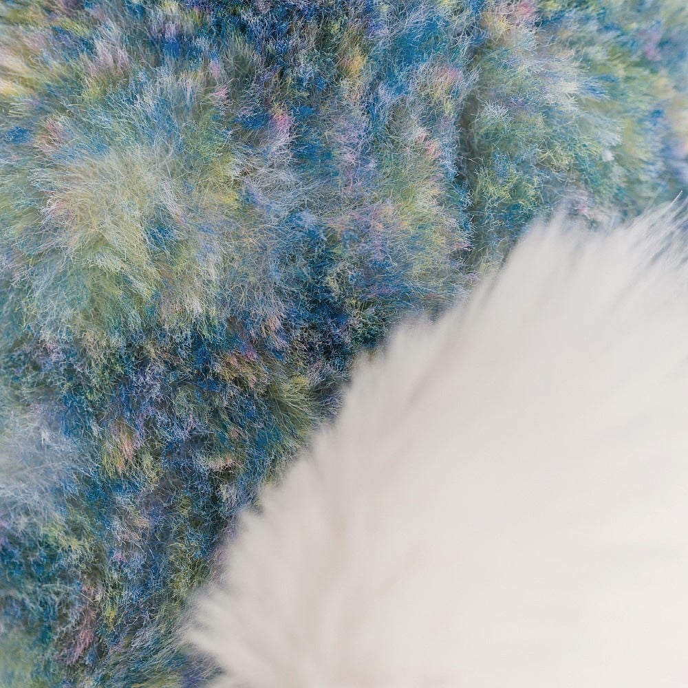 Front and up close view of the Bashful Luxe Bunny Azure Medium-12&quot; fur.