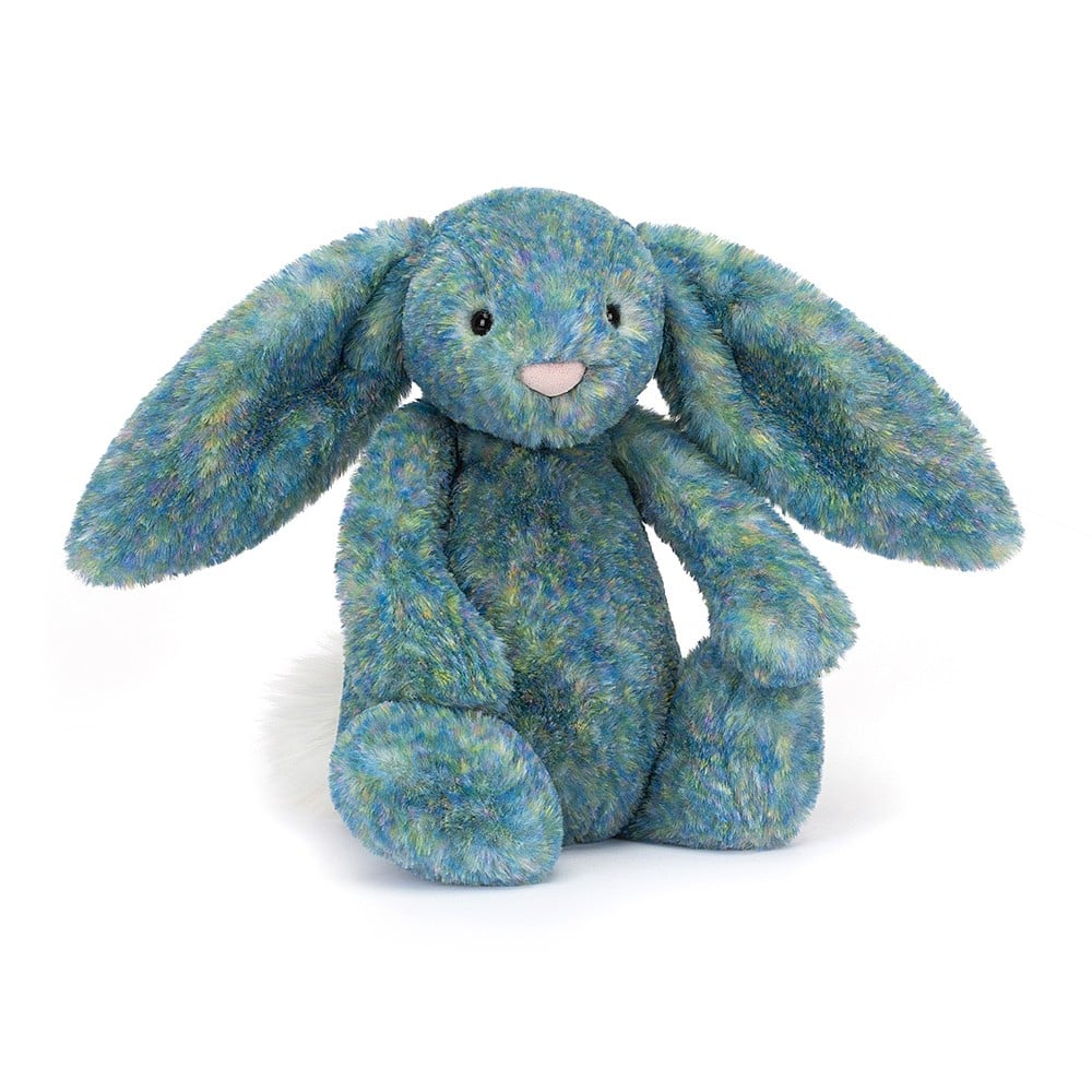 Front view of Bashful Luxe Bunny Azure-12&quot; sitting.