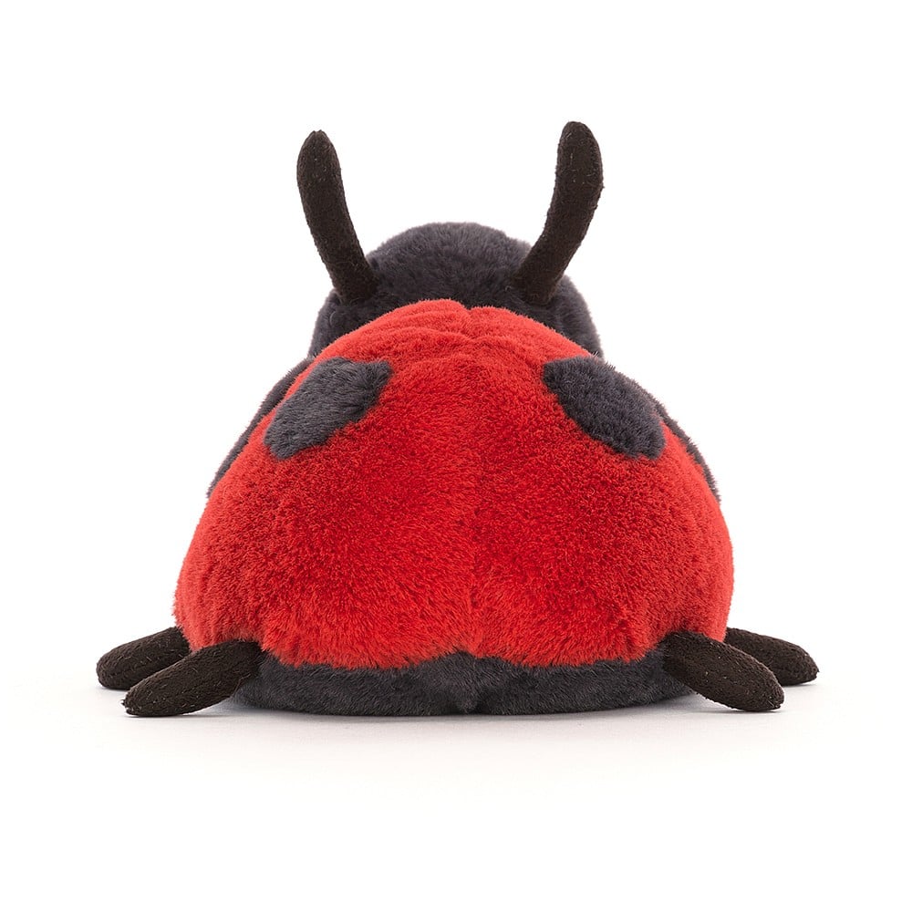 Rear view of the Jellycat Lala Ladybug 6&quot;.