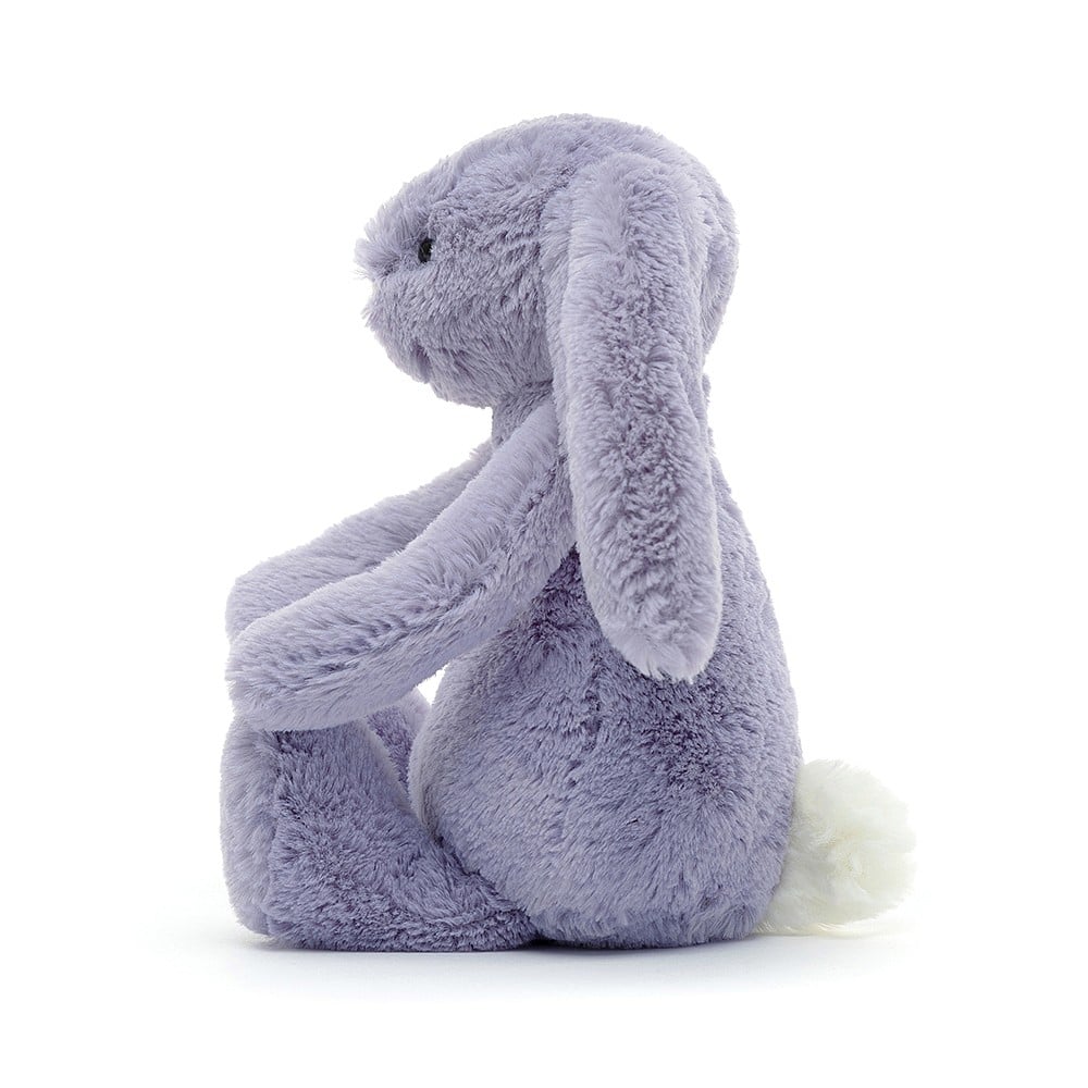 Front left side view of Bashful Viola Bunny-Small 7&quot; sitting.
