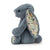 Front left side view of Blossom Dusky Blue Bunny-Small 7" sitting.