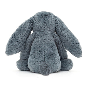 Rear view of Blossom Dusky Blue Bunny-Small 7" sitting.