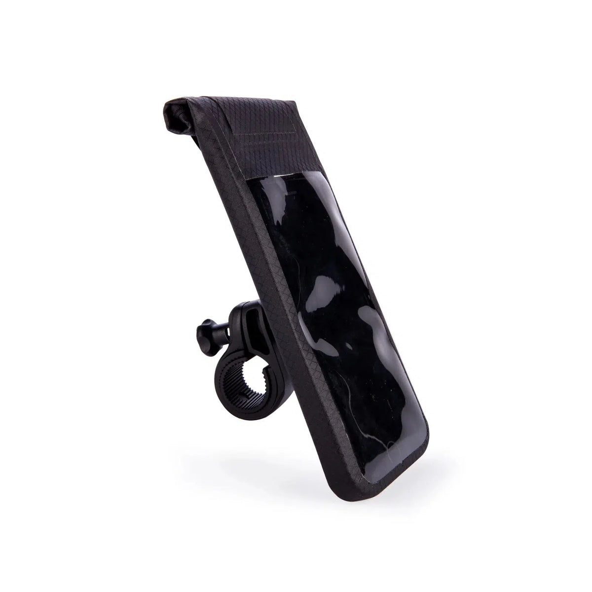 Front side view of All Weather Phone Mount showing the mount and the case.