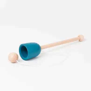Front view of blue Wooden Cup &amp; Ball Toy.
