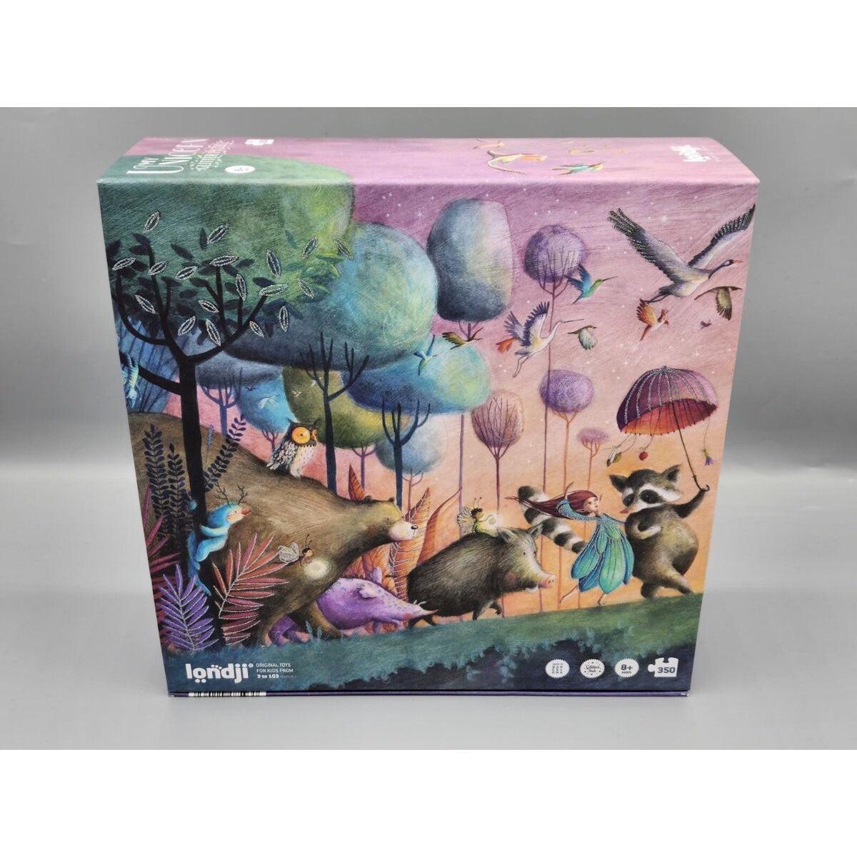 Front view of the Puzzle-My Unicorn Glitter-350 Piece in its box.