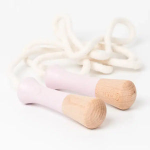 Front view of pink Wooden Jump Rope.