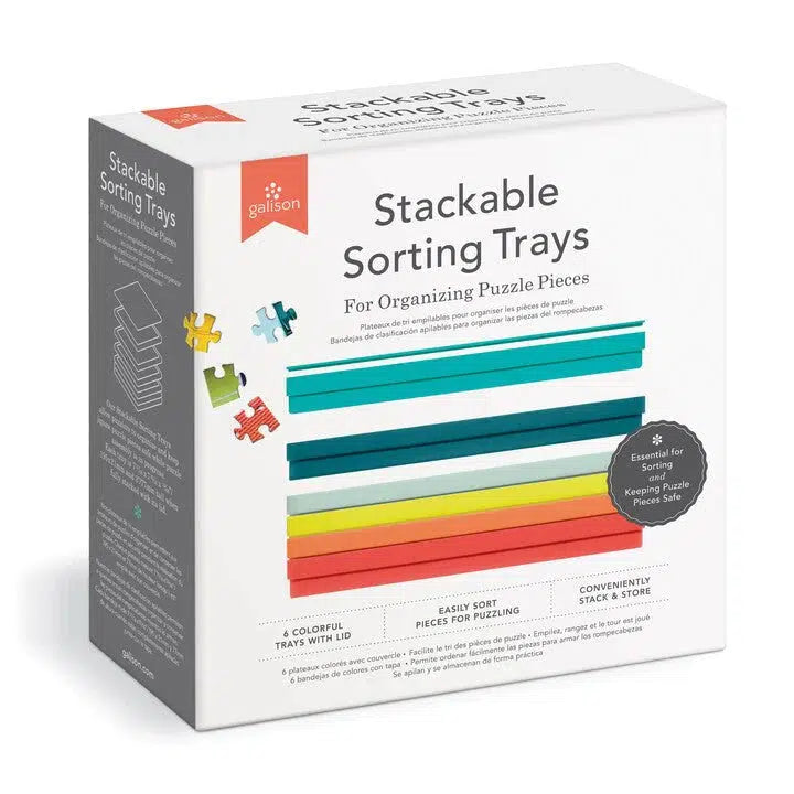 Front view of the Puzzle Sorting Tray Set in its box.