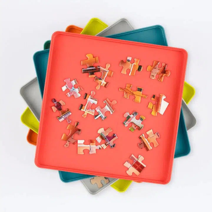 Front view of the Puzzle Sorting Tray Set in its box.