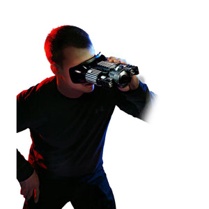 Front view of a young boy holding the SpyX Night Hawk Scope-IR Infrared Night Vision Binocular up to his eyes.