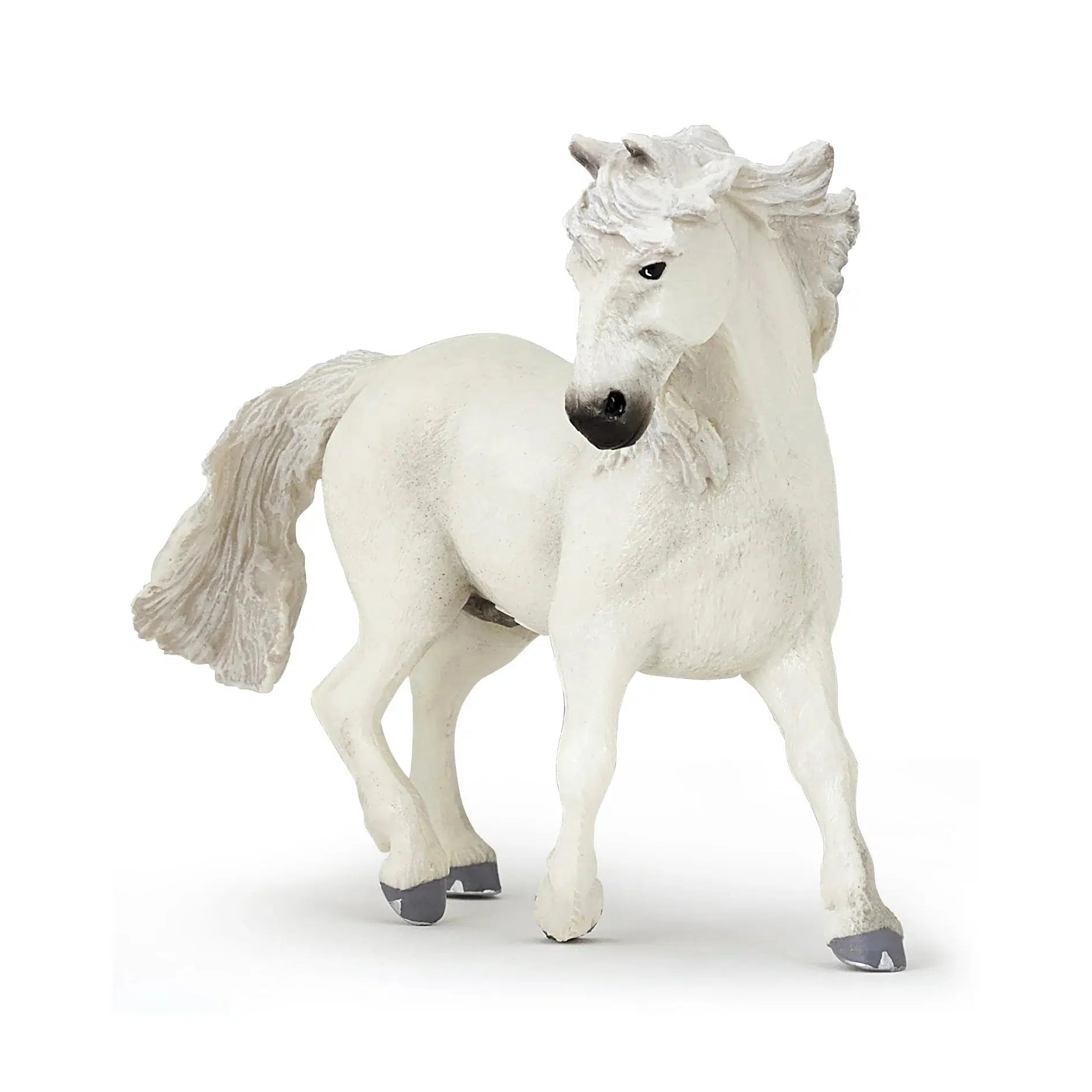 Front view of the Camargue Horse figurine against a white background.