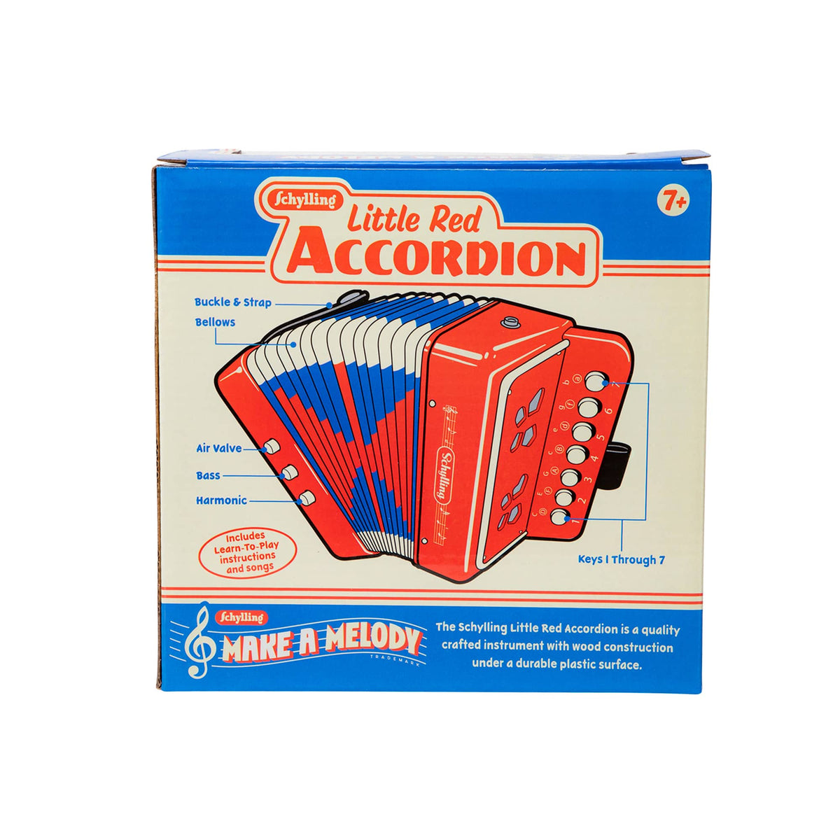Rear view of the accordion in its box.