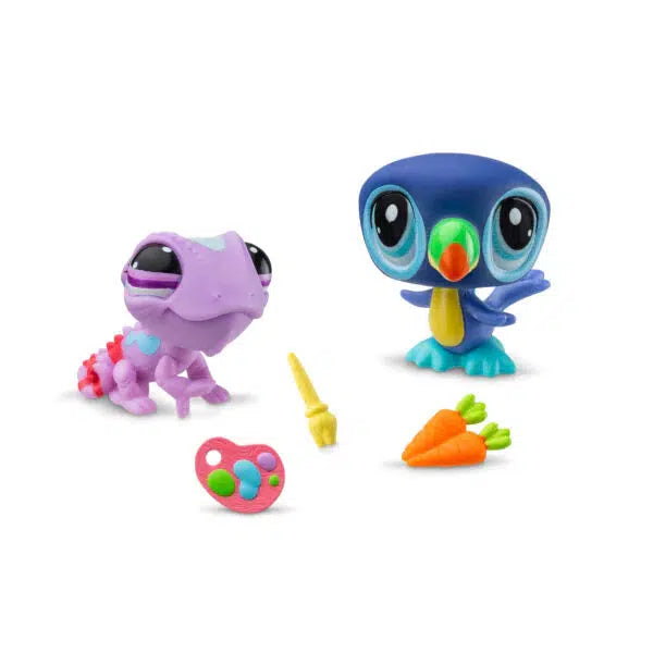 Littlest Pet Shop - Pet Pairs - Generation 7 - Wave 1 (Chameleon and Toucan)-Tech Toys-Schylling-Yellow Springs Toy Company