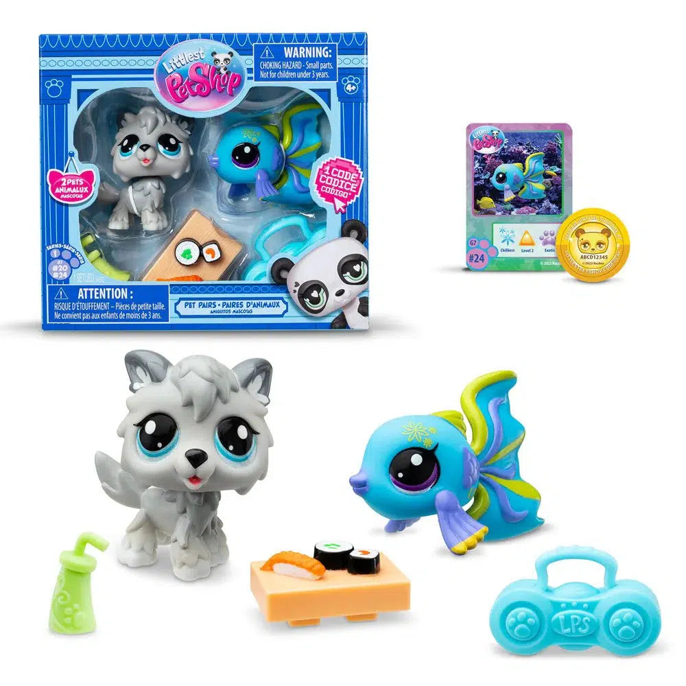 Littlest Pet Shop - Pet Pairs - Generation 7 - Wave 1 (Wolf and Guppy)-Tech Toys-Schylling-Yellow Springs Toy Company