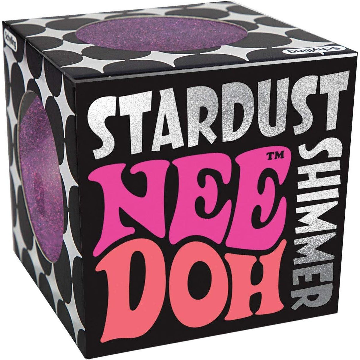 Front view of purple Stardust Nee Doh in its packaging.
