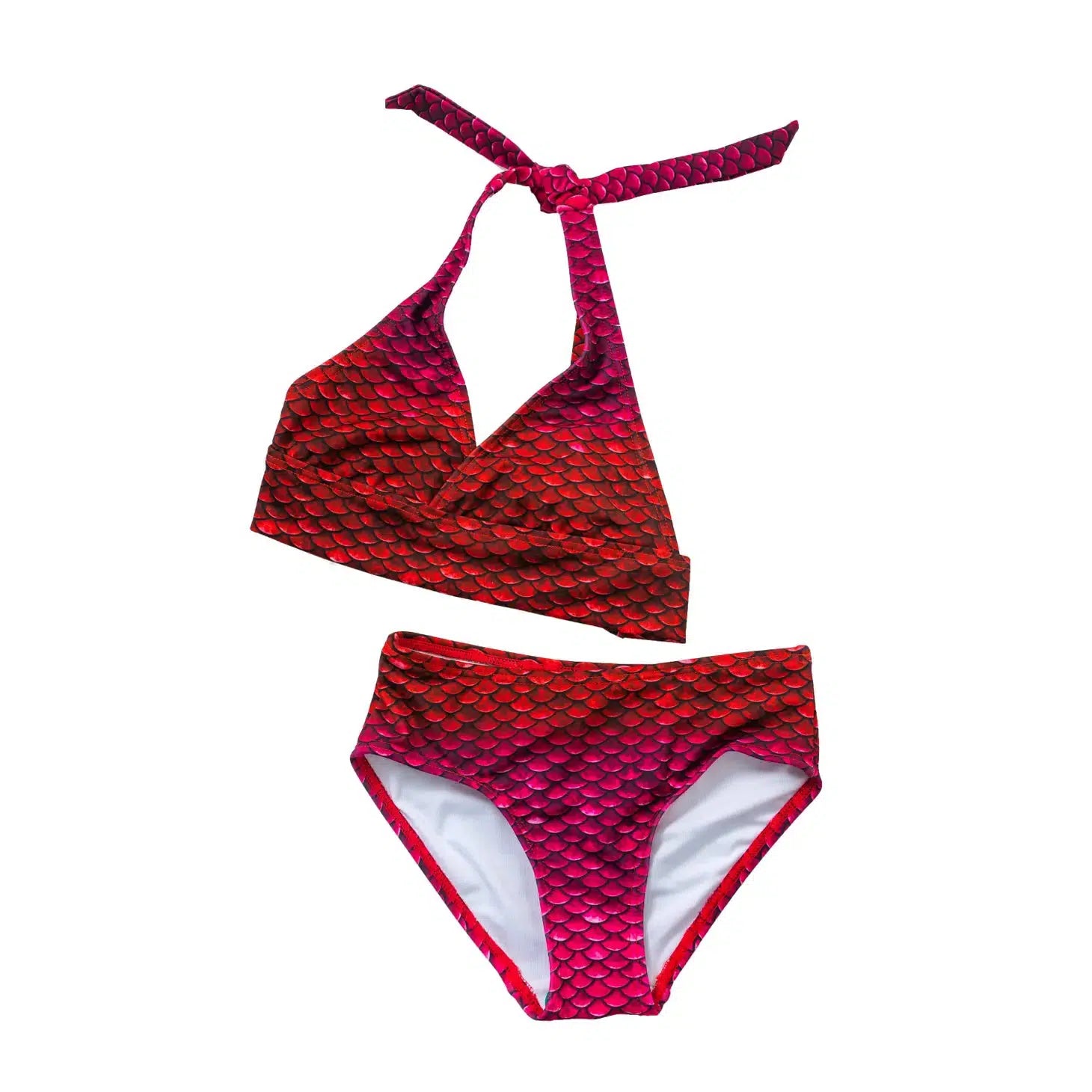 Front view of Fiji Red Mermaid Bikini Set.