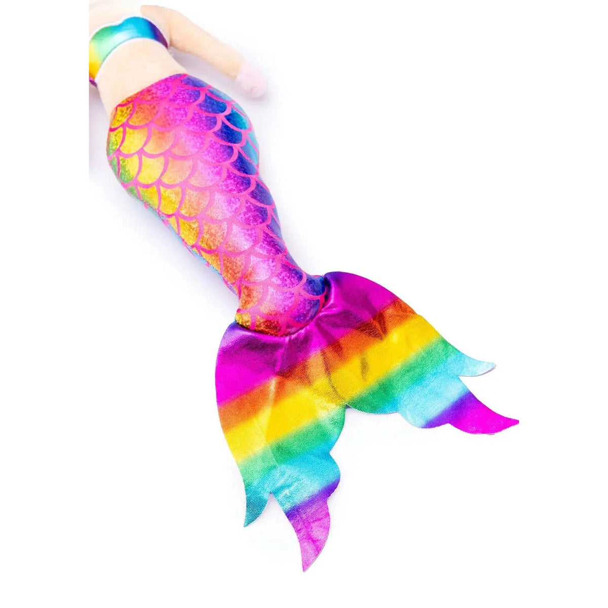 Front up close view of Zoe Black Unicorn Mermaid Doll&#39;s tail.