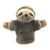 Front view of the sloth hand puppet against a white background.