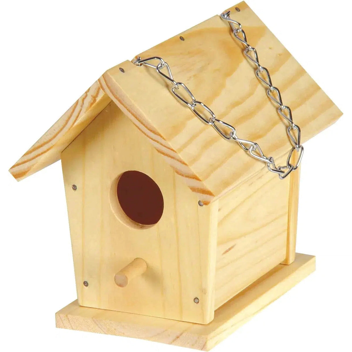 Front view of the completed, but not decorated Build A Bird Bungalow - Backyard Birdhouse Kit 