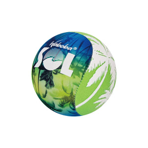 Front view of green and blue Sol Water Ball out of packaging.