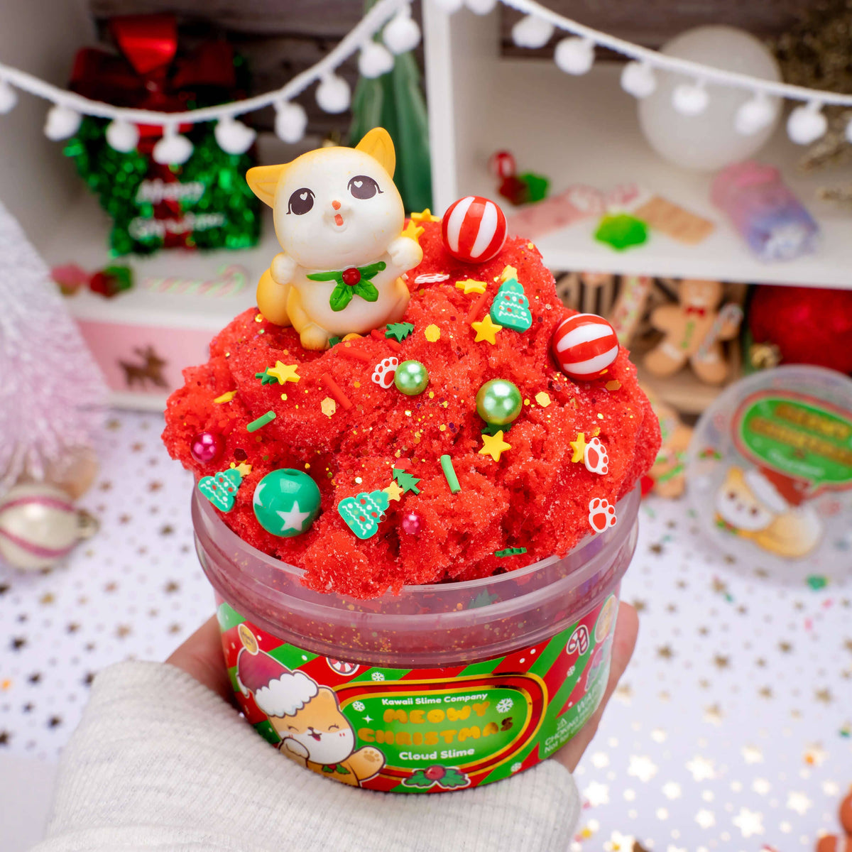 Meowy Christmas Cloud Slime (4pcs/case)-Kawaii Slime Company-Yellow Springs Toy Company