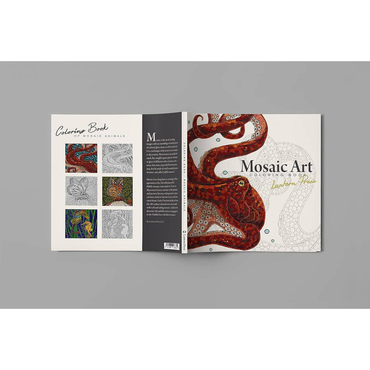 COLORING BOOK Mosaic Animal Art, 23 Designs-Lantern Press-Yellow Springs Toy Company