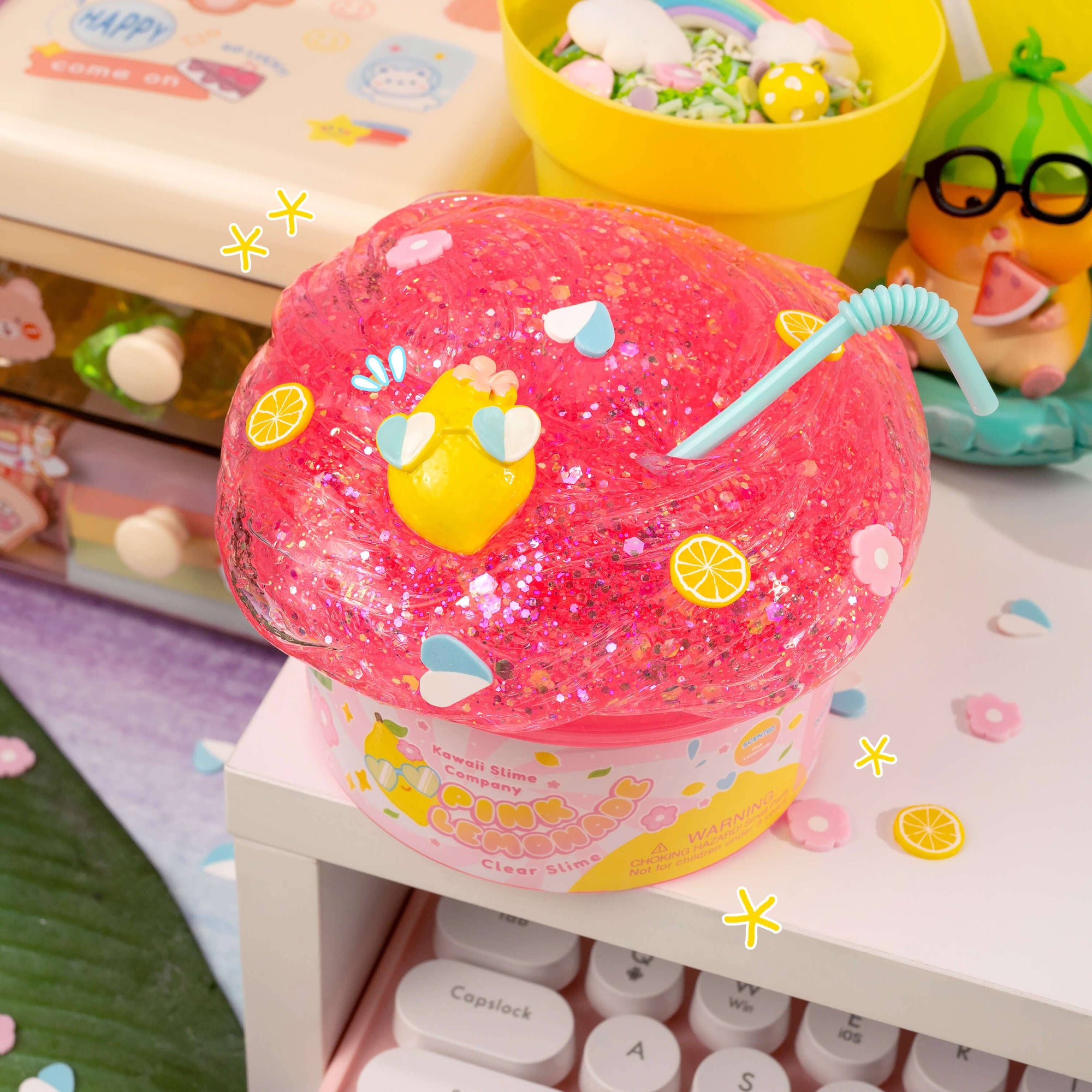 Pink Lemonade Clear Slime (4pcs/case)-Kawaii Slime Company-Yellow Springs Toy Company