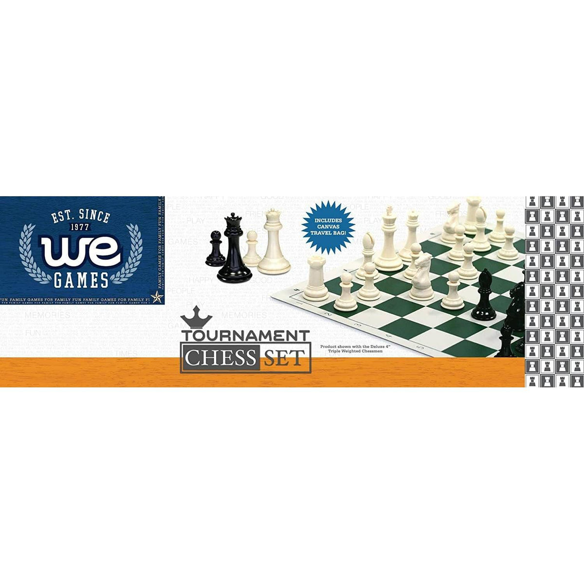 Tournament Chess Set with Electric Blue Bag - 3.75 Inch King-Games-Wood Expressions-Yellow Springs Toy Company