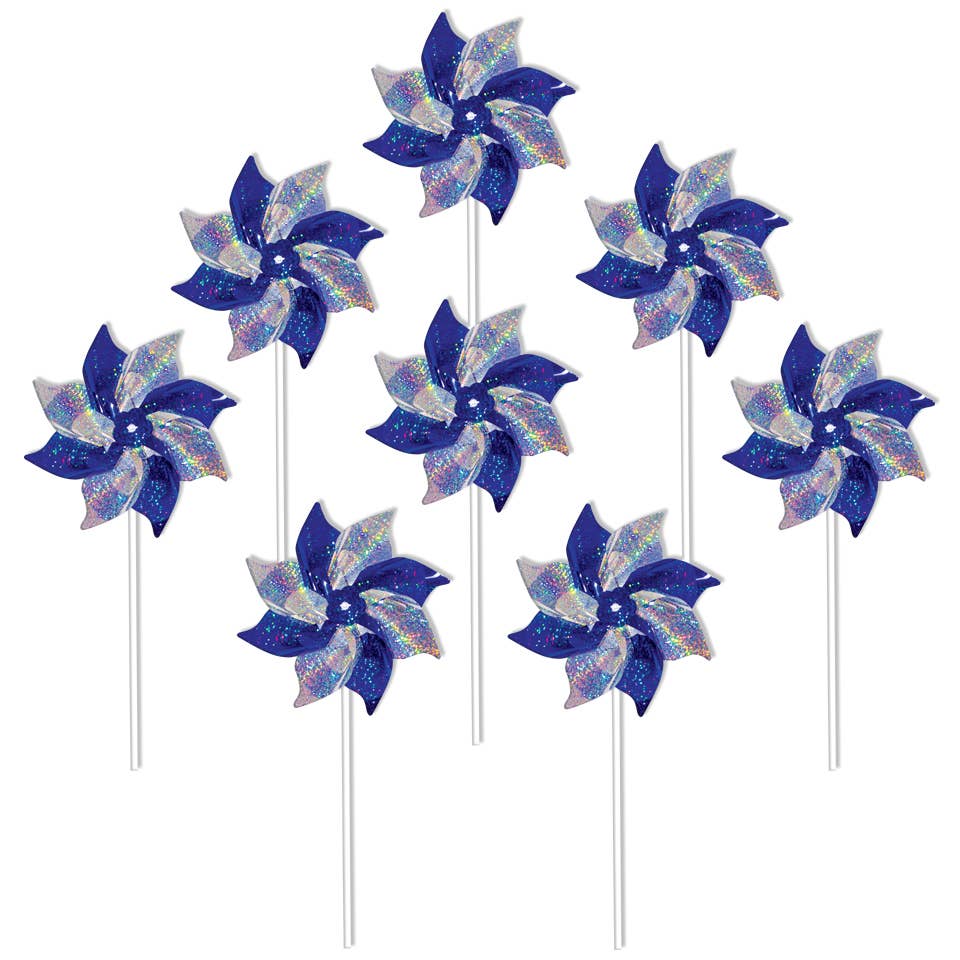 Blue &amp; Silver Mylar Pinwheels - 8 PC-In the Breeze, LLC.-Yellow Springs Toy Company