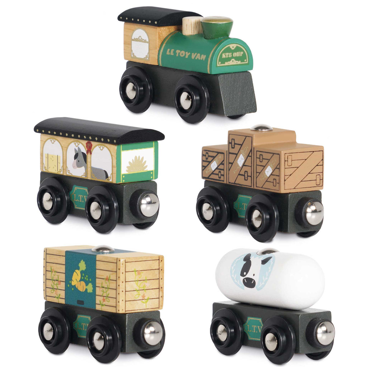 Great Green Train &amp; Goods Wagons-Le Toy Van, Inc.-Yellow Springs Toy Company