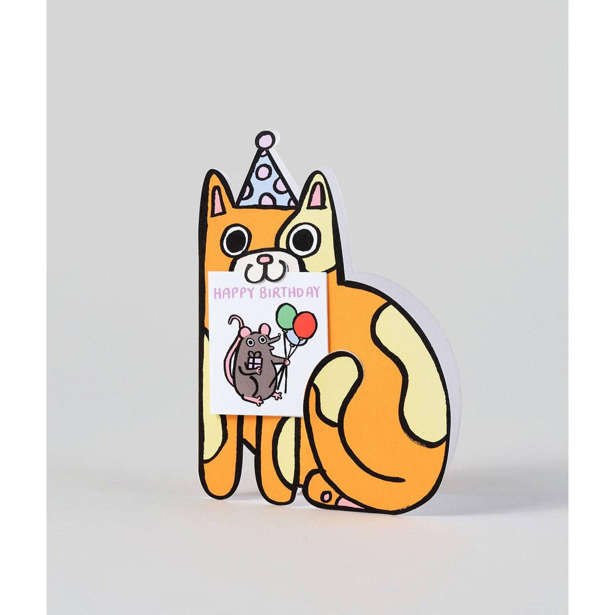 &#39;Cat with Mini Card&#39; Kid&#39;s Greetings Card-Stationery-Wrap-Yellow Springs Toy Company