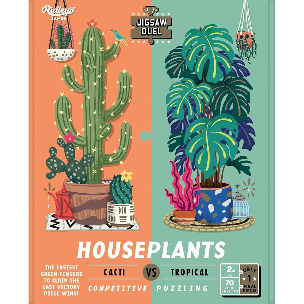 Front view of the Houseplants Jigsaw Duel Game in the box.