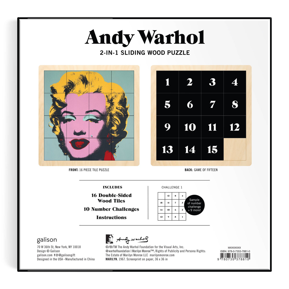 Andy Warhol Marilyn 2-in-1 Sliding Wood Puzzle-Chronicle Books-Yellow Springs Toy Company