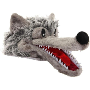 Front view of the big bad wolf hat against a white background.