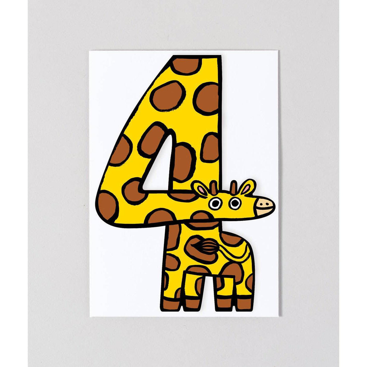 &#39;Giraffe 4th Birthday&#39; Kid&#39;s Birthday Number Card-Stationery-Wrap-Yellow Springs Toy Company