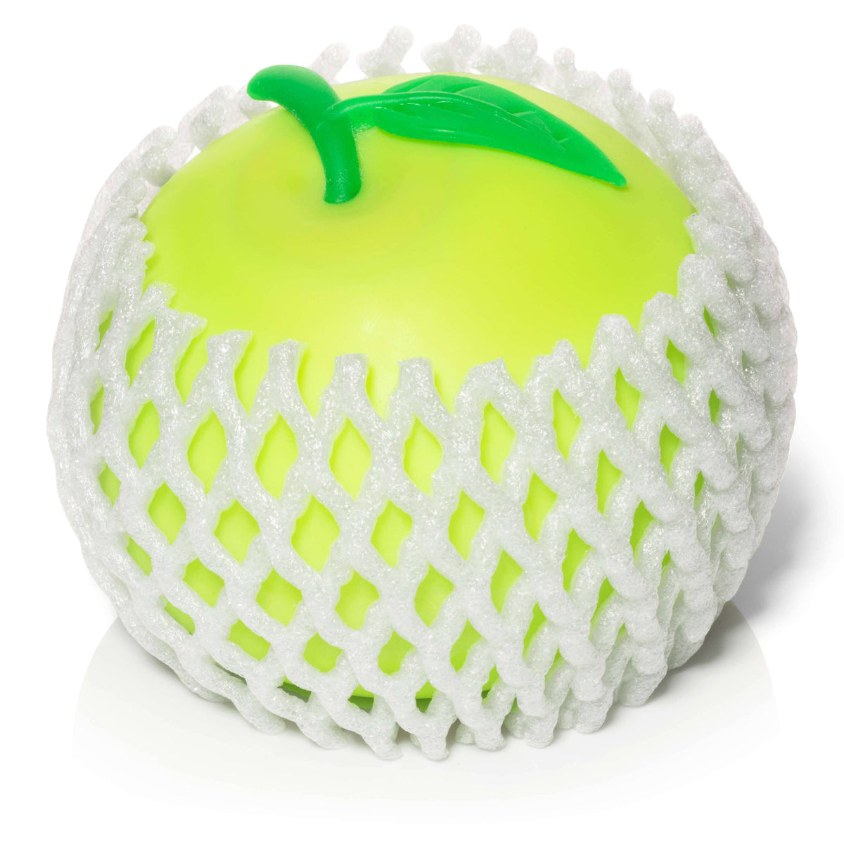 green apple stress toy in net packaging