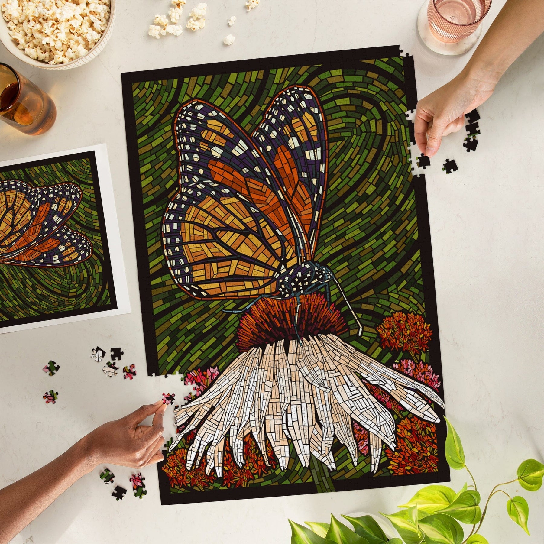 Monarch Butterfly, Paper Mosaic Jigsaw - 1000 pieces-Puzzles-Lantern Press-Yellow Springs Toy Company