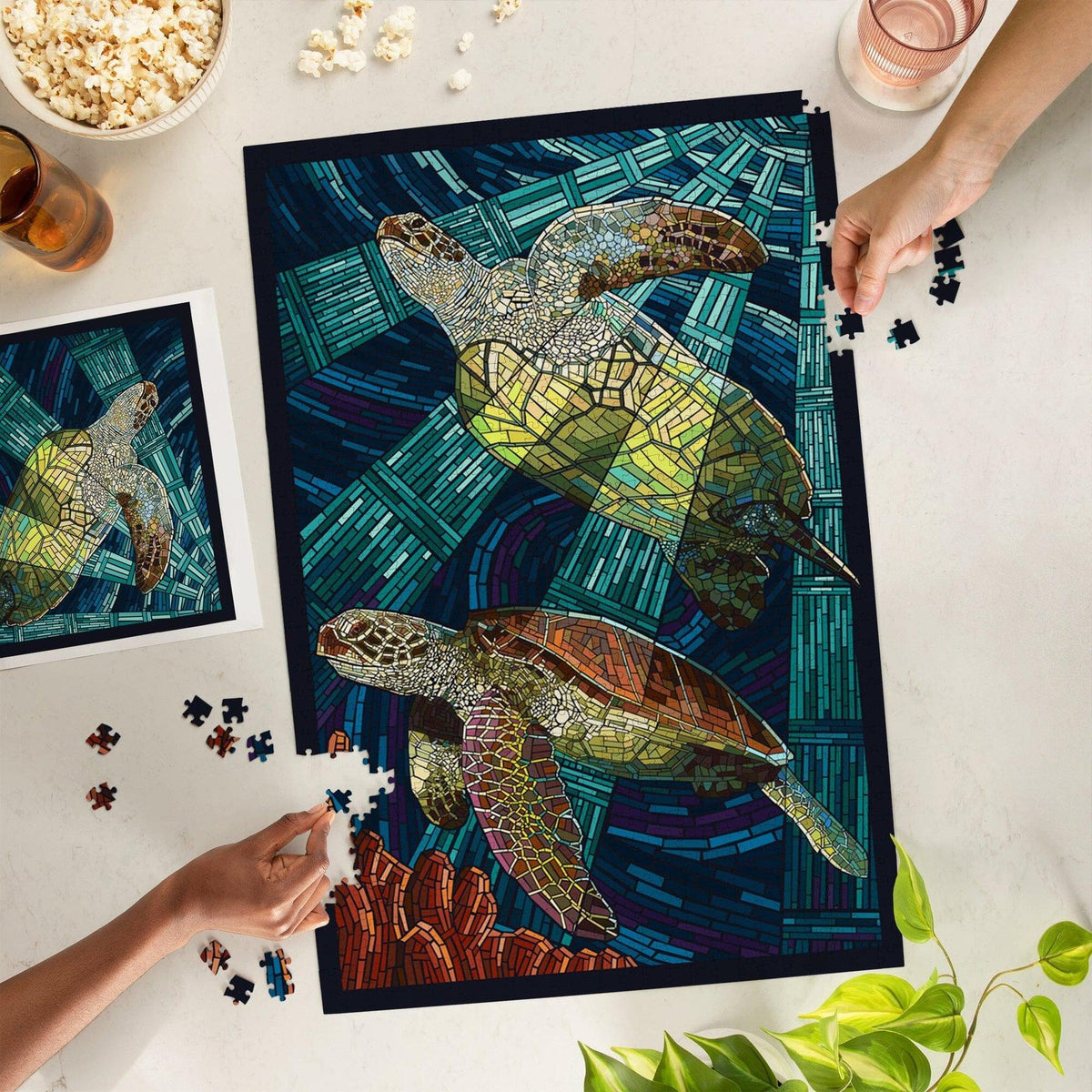 Sea Turtle, Paper Mosaic Jigsaw - 1000 pieces-Puzzles-Lantern Press-Yellow Springs Toy Company