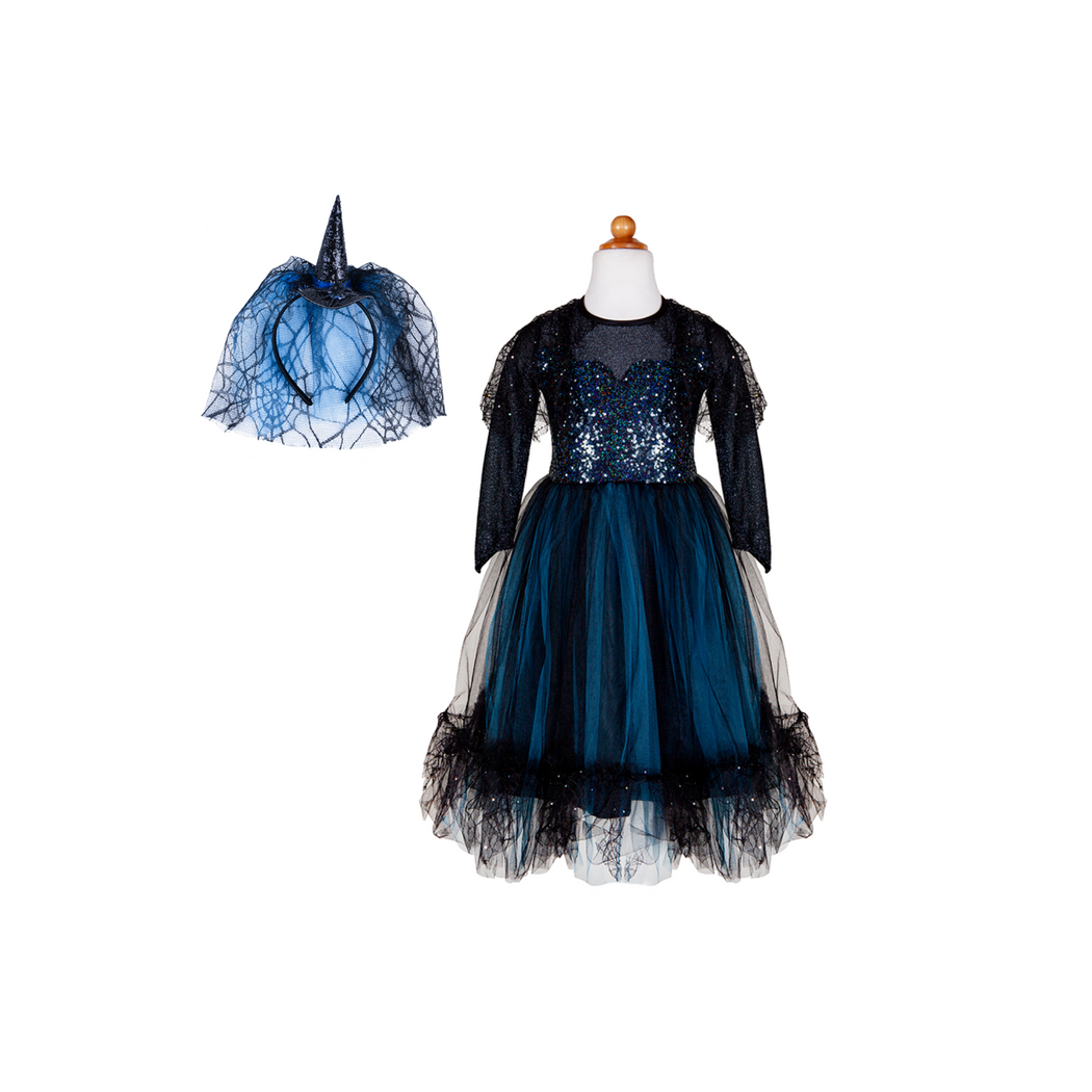 Luna the Midnight Witch Dress &amp; Headband - Size 7-8-Costume &amp; Dress-Up-Yellow Springs Toy Company